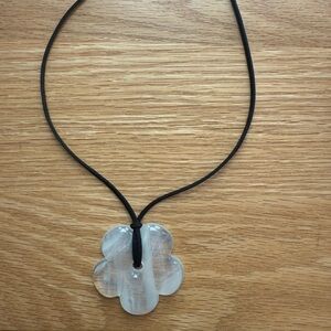 Clear Pendant Necklace on Black Cord